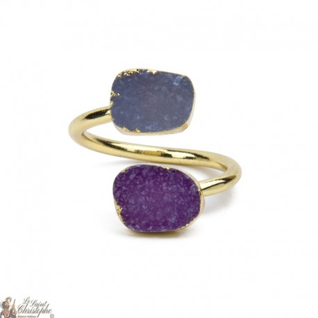 Bague dorée avec deux pierres en agate