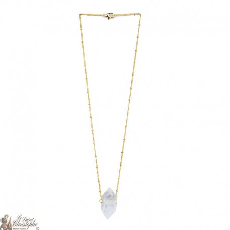 Collana placcata in oro con pietra di quarzo