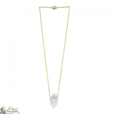Collier en plaqué or avec pierre en quartz
