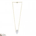 Collar chapado en oro con piedra de cuarzo