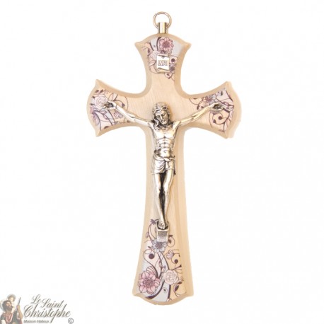 Bloem houten kruis met Christus