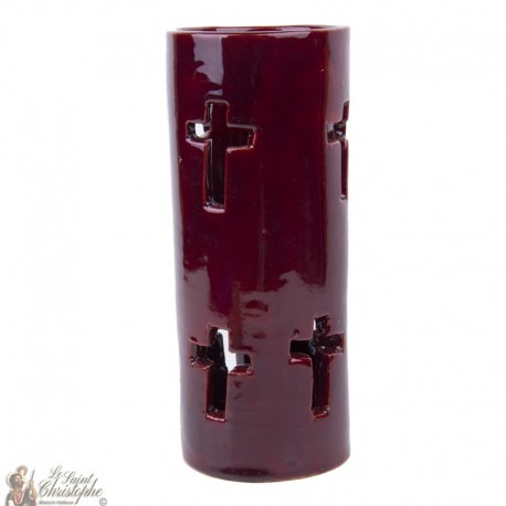 Candelabro Tealight cruz color esmalte terracota