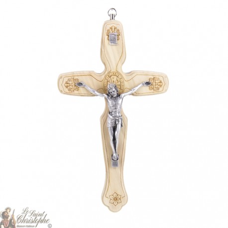 Croix Saint Benoit en bois naturel - 13 cm