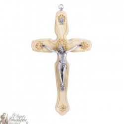 Croix Saint Benoit bois naturel - 12 x 21 cm