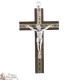 Bruin houten kruis met Christus met verguld metaal - 15 cm