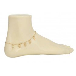 Chaîne pied petites croix et feuilles