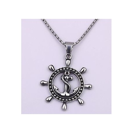Pendentif Roue Ancre de Bateau Acier 