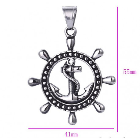 Pendentif Roue Ancre de Bateau Acier 
