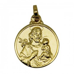 Medalla de San José chapado en oro - 14 mm