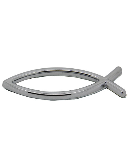 Autocollant voiture Ichtus – Poisson chrétien chromé – 8 cm