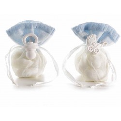 Sac décoratif dragées - polyester bleue 