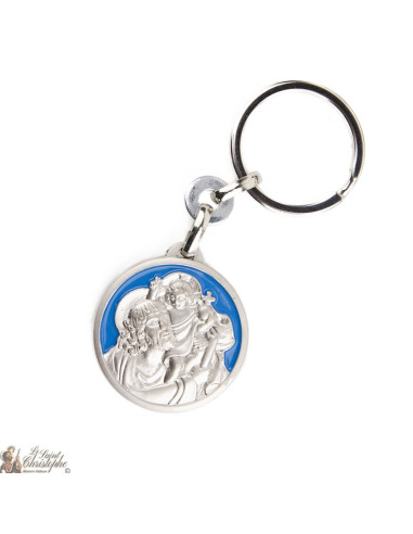 Keychains St. Christopher - Silver metal - blue
