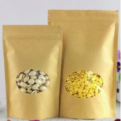 Bolsa kraft con ventana y cierre de cremallera 