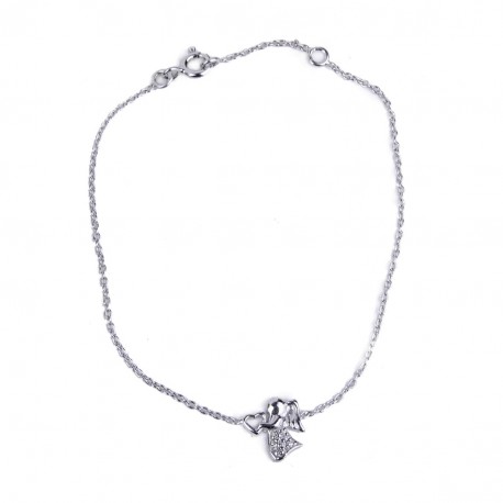 Bracciale Angel Heart e strass - 925 argento