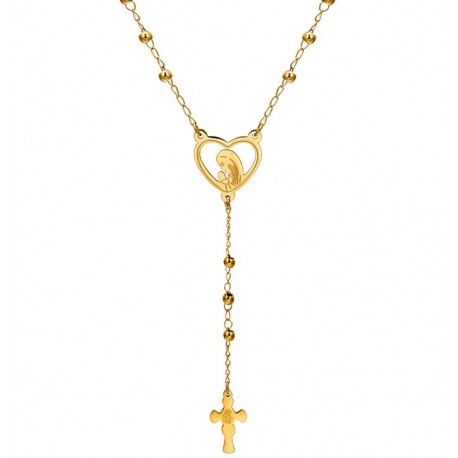 Stainless steel rosary - 24 K gold plated