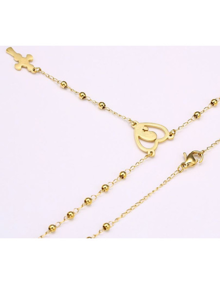 Rosario de acero inoxidable - chapado en oro de 24 K