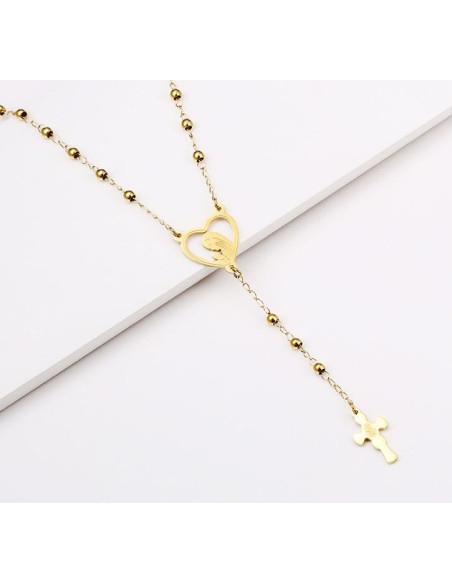 Chapelet acier inoxydable - Plaqué or 24 K