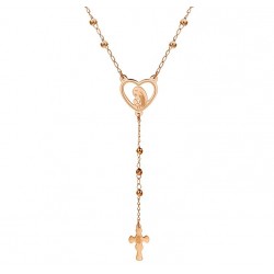 Stainless steel rosary - pink gold color