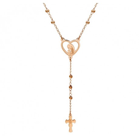 Stainless steel rosary - pink gold color