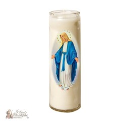 Bougie 7 jours en verre à la Vierge Miraculeuse