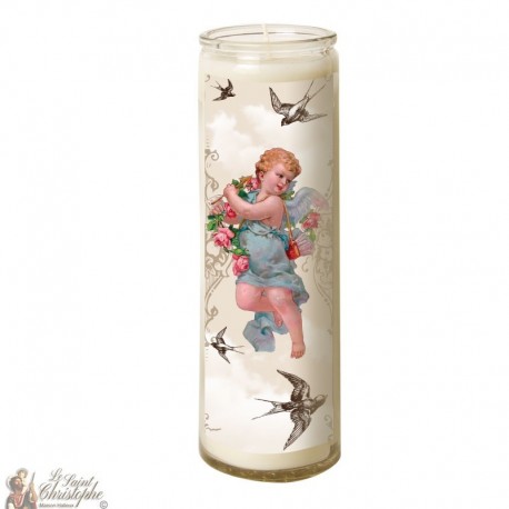 Vela 7 días en vidrio Vintage Angel