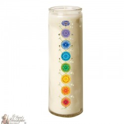 Bougie 7 jours en verre Chakras