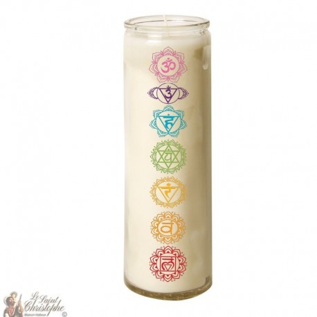 Bougie 7 jours en verre Chakras