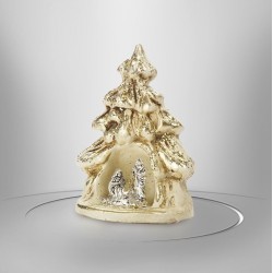 Crèche sapin couleur crème avec dorure - 7,5 cm