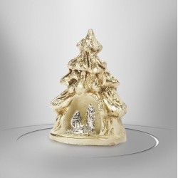 Crèmekleurige klei kerststal met vergulding - 7,5 cm