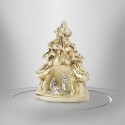 Belén con forma de árbol de Navidad color crema con dorados - 7,5 cm