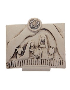 Carved iconic plaque of the Holy Family in terracotta