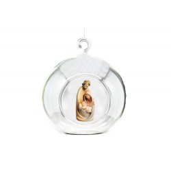 Boule Noël cristal Sainte famille - 8 cm