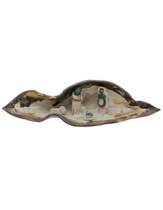 Christmas crib with terracotta leaf