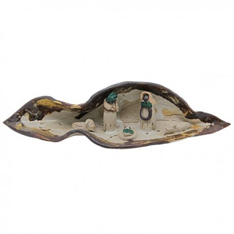 Kerststal met terracotta blad