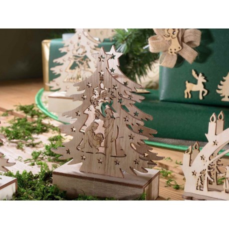 Sapin en bois naturel lumineux - LED