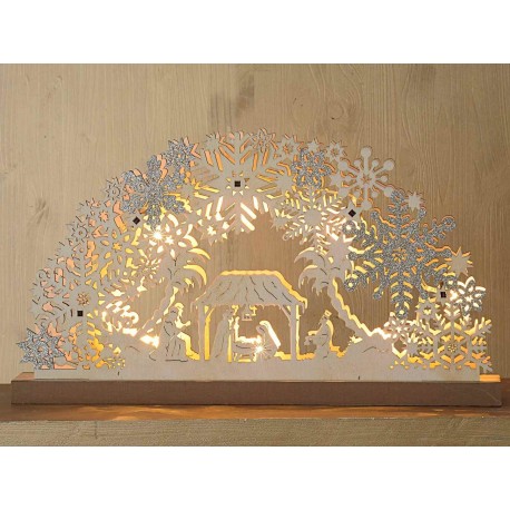 Pesebre de madera natural iluminado - LED