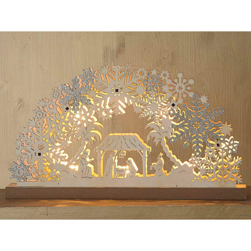 Crèche En Bois Naturel Rayher - 9 Pièces, Dimensions 22x5,6x21,5 Cm, Bois FSC, Décoration Noël Minimaliste