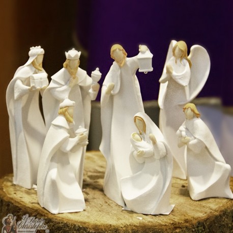 Crèche De Noël En Résine - Figurines Modernes De La Sainte Famille - Décoration De Table Ou étagère
