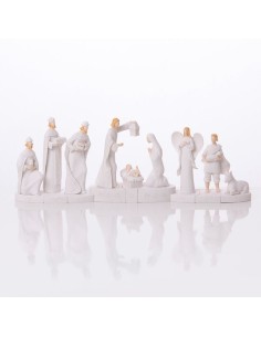 Modern white Christmas crib - resin