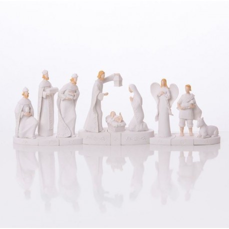 Crèche de Noël moderne blanche - résine