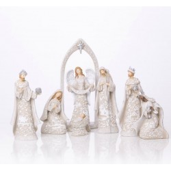 Pesebre de Navidad moderno de resina - 7 piezas