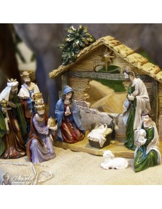 Resin Christmas crib with stable - 10 pieces