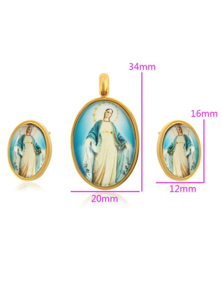 Set hangers en oorbellen Wonderbaarlijke Maagd - 24 k verguld