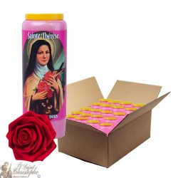 Bougie de neuvaine parfumée à la rose pour Sainte Thérèse de Lisieux - carton 20 pièces