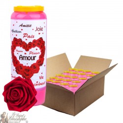 Roze kaars kaarsen met parfum van rozen in Valentijnsdag - Frans gebed