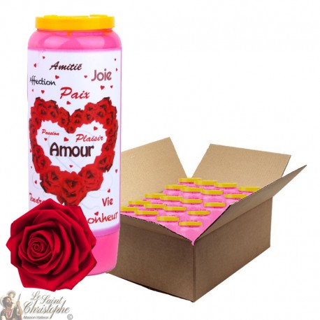 Bougies Neuvaines roses au parfum de Roses à Saint Valentin - prière français