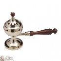 Censer on copper stand with long wooden handle