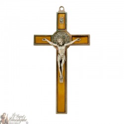Kruis van Sint Benedictus hout en metaal - 13,5 cm