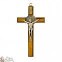 Cross of Saint Benedict wood and metal - 13,5 cm