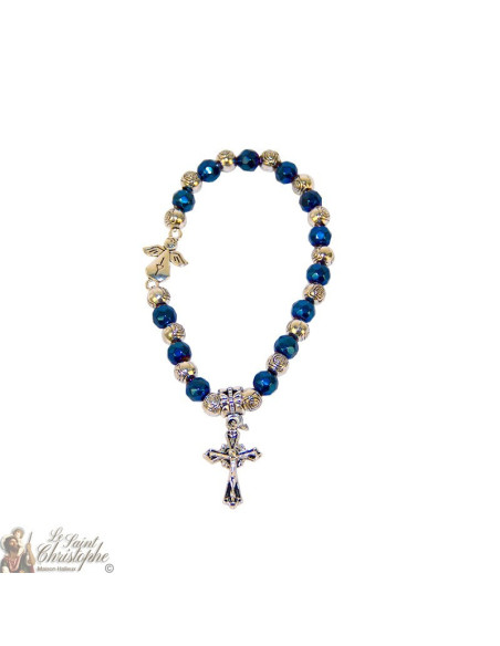Blue and silver beads bracelet Medjugorje